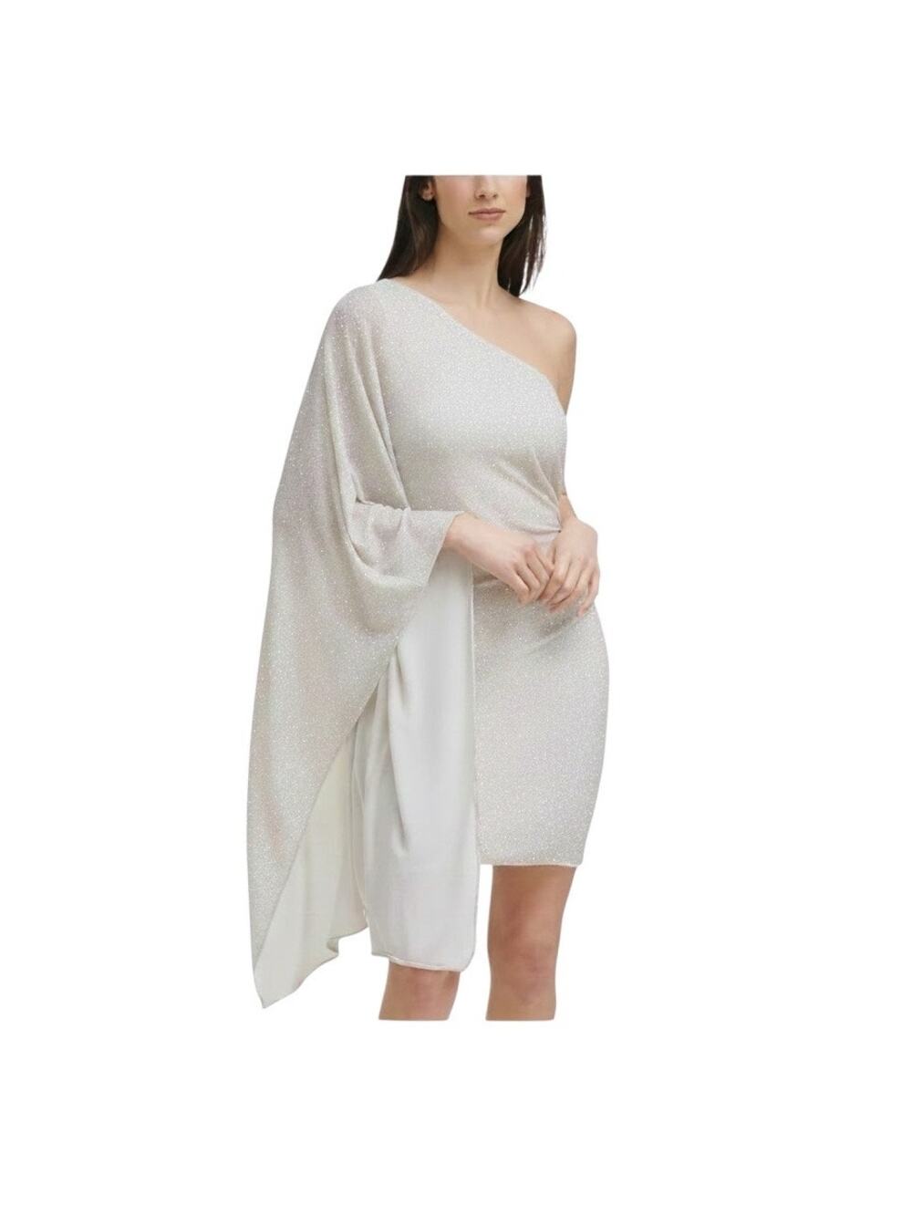 Vince Camuto One Shoulder Cascade Sleeve Sheath Mini Dress size 8